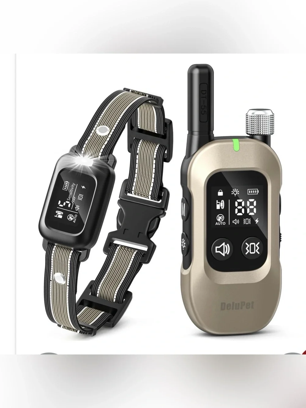 Delupet 2-In-1 Dog Bark & Shock Collar With Remote